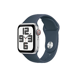 Часы SE GPS + Cellular, корпус из серебристого алюминия, диаметр 40 мм, спортивный ремешок синего цвета — S/M