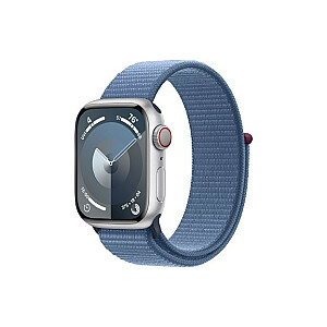 Часы Series 9 GPS + Cellular, 41 мм, серебристый алюминиевый корпус, спортивный ремешок зимнего синего цвета