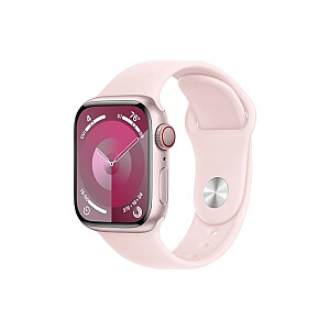 Series 9 GPS + Cellular, rožinis aliuminis, 41 mm, šviesiai rožinis sportinis dirželis – S/M