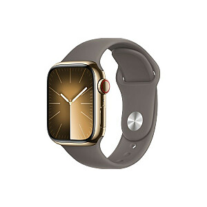 Часы Series 9 GPS + Cellular, корпус из нержавеющей стали золотого цвета, диаметр 41 мм, пепельно-коричневый спортивный ремешок — M/L