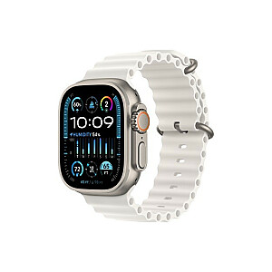 Apple Watch Ultra 2 GPS + Cellular, titano, 49 mm, balta vandenyno juosta