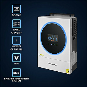 6KVA hibridinis išorinis saulės energijos keitiklis | 6kW | 120A | MPRT | LCD | Wi-Fi | BMS | Sinusas