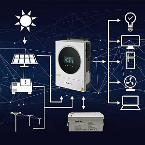 6KVA hibridinis išorinis saulės energijos keitiklis | 6kW | 120A | MPRT | LCD | Wi-Fi | BMS | Sinusas
