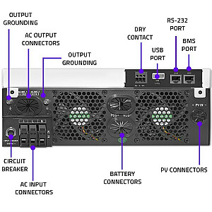 6KVA hibridinis išorinis saulės energijos keitiklis | 6kW | 120A | MPRT | LCD | Wi-Fi | BMS | Sinusas