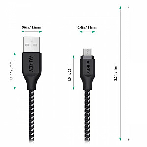 CB-AM2 nailoninis mikro USB-USB greito įkrovimo laidas | 2m | 480 Mbit/s