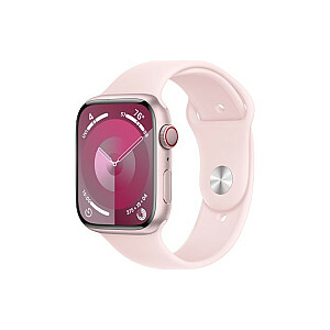 Series 9 GPS + Cellular, rožinis aliuminis, 45 mm, šviesiai rožinė sportinė juosta – S/M