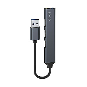 4 prievadų USB-A šakotuvas – 3 x USB-A 2.0, 1 x USB-A 3.0, 5 Gbps, aliuminis, AK-70