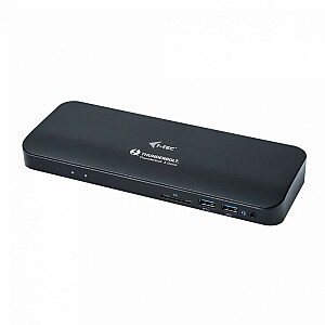 Док-станция i-tec Thunderbolt 3/USB-C Dual 4K 1x DP + 1x DP через порт Thunderbolt (кабель USB-C — DP — 1,5 м в комплекте) Устройство чтения аудиокарт LAN + подача питания 60 Вт