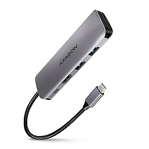HMC-5 Wieloportowy Hub 2x USB-A, HDMI, SD/microSD, USB 3.2 Gen 1, PD 100 W, USB-C laidas 20 cm ilgio