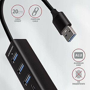 HMA-CR3A Многопортовый концентратор, 3 порта USB-A + SD/microSD, концентратор USB3.2 Gen 1, металл, кабель USB-A длиной 20 см