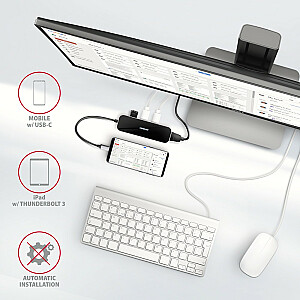 HMC-6H4A Wieloportowy šakotuvas, 4x USB-A + HDMI, USB-C 3.2 Gen 1, PD 100 W, USB-C laidas 20 cm ilgio