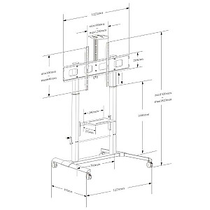 Mobilus stovas interaktyvioms lentoms 52-110 colių, 120 kg, nuolat reguliuojamas