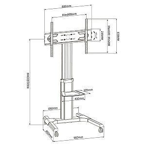 Mobilus stovas LCD/LED 50-92 colių, 70 kg, su lentyna