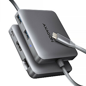 AXAGON HMC-5HL 2x USB-A, HDMI, LAN, USB 3.2 Gen 1 HUB, PD 100W – pilka