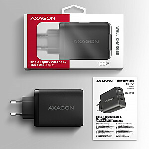 ACU-DPQ100 Сетевое зарядное устройство, GaN 100 Вт, 3 порта (USB-A + двойной USB-C), PD3.0/QC4+/PPS/Apple, черный