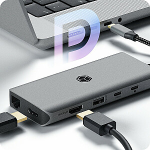 Док-станция IB-DK4061-CPD 12в1,2xHDMI, PD 100Вт