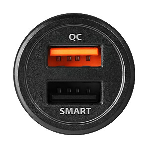 PWC-QC5 QUICK SMART automobilinis įkroviklis 31,5 W 2 prievadai QC3.0/AFC/FCP+5V-2.6A