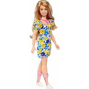 „Mattel Fashionistas 208“ lėlė Barbė su Dauno sindromu gėlėta suknele FBR37 HJT05