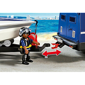 Rinkinys su figūrėlėmis City Action 5187 SUV policininkas su motorine valtimi