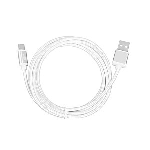 USB-USB C laidas, 2 m, sidabrinis siūlas