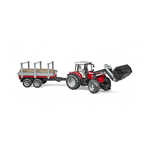 Massey Ferguson traktorius su priekaba