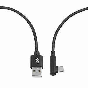 USB-USB C laidas, 1,5 m, kampuotas, juodas sriegis