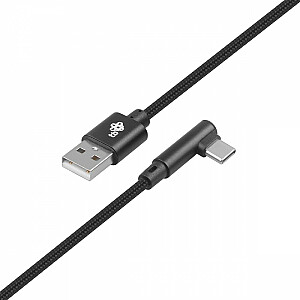 USB-USB C laidas, 1,5 m, kampuotas, juodas sriegis