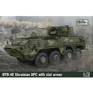 Plastikinis Ukrainos šarvuočio BTR-4E modelis su 1/72 grotelių šarvais.