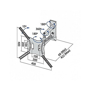 TB-254E laikiklis televizoriui iki 60 colių įstrižainės, maks. 30 kg, VESA 400x400
