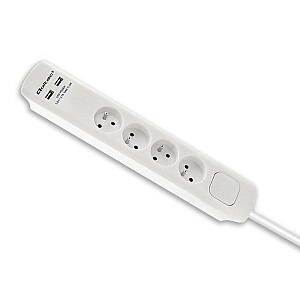 Противопомпажная полоса | 4 розетки | 2xUSB | 1,8 м | Белый