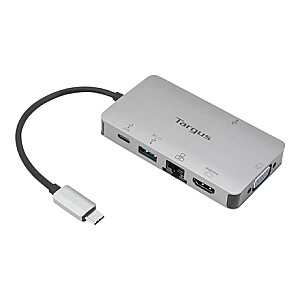 „Targus“ USB-C DP „Alt“ režimo vieno vaizdo 4K HDMI/VGA prijungimo stotis su 100 W PD perdavimu „Targus“