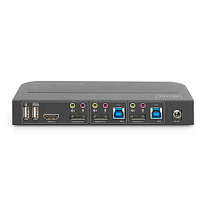 KVM-переключатель, 2 порта, DisplayPort — HDMI 2x1, 4K, 60 Гц, 2xUSB, аудио