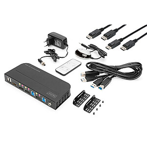 KVM jungiklis, 2 prievadai, DisplayPort - HDMI 2x1, 4K, 60 Hz, 2xUSB, garsas