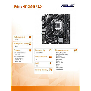 Prime H510M-E 2.0 s1200 2DDR4 HDMI/DP M.2 mATX pagrindinė plokštė