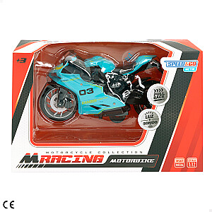 Metalinis lenktyninis motociklas su plastiku. elementai, inercija, garsas, šviesa įvairios 13 cm CB47494