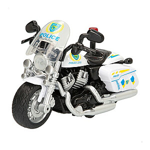 Metalinis motociklas Policija su plastiku. elementai, inercija, garsas, šviesa įvairios 13 cm CB47495