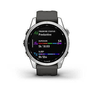 Garmin Fenix 7S sidabras su grafito dirželiu