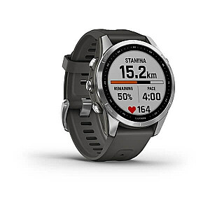 Garmin Fenix 7S sidabras su grafito dirželiu