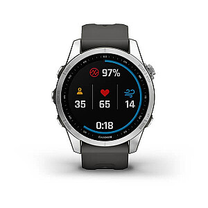 Garmin Fenix 7S sidabras su grafito dirželiu