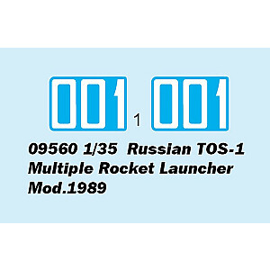 Plastikinis Rusijos daugkartinio paleidimo raketų sistemos TOS-1 modelis.