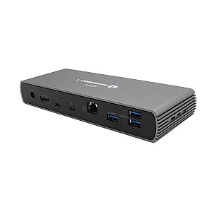 „i-tec Thunderbolt 4“ dviejų ekranų dokas, 1x HDMI + „Thunderbolt“ vaizdo įrašas, 2x 4x / 1x 8K LAN, 2500 Mbps 2x TB4 40 GB/s garso kortelių skaitytuvas + 96 W maitinimo tiekimas – dokas