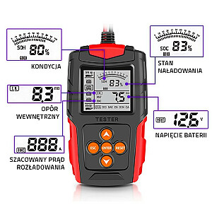 Skaitmeninis baterijų testeris su LCD ekranu | 12V | 24V | 3Ah-200Ah