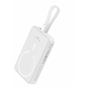 Baseus Magnetic Mini MagSafe 10000mAh 20W powerbank with built-in Lightning cable - white + Baseus Simple Series USB-C - USB-C 60W 0.3m cable White