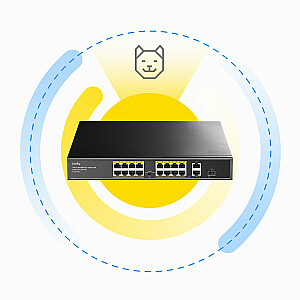 FS1018PS1 16xFE PoE+ 200 W, 1xSFP jungiklis