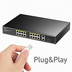 FS1018PS1 16xFE PoE+ 200 W, 1xSFP jungiklis