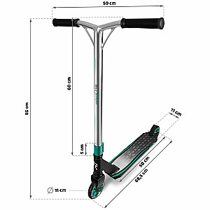 Трюковый самокат SOKE PRO, серебро и бирюза