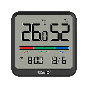 Temperatūros drėgmės jutiklis Vidinis LCD ekranas Laikrodis Data Magnetinis laikiklis CT-01/B Juodas