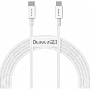 USB kabelis Baseus USB-C į USB-C, 2 m, baltas (BSU2861WHT)