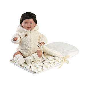 Kūdikių lėlytė Mimi 42 cm (krepšys, verkia, kalba, su čiulptuku, minkštas korpusas) Ispanija LL74110