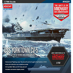 Plastikinis modelis Yorktown CV-5 Battle of Midaway 1/700